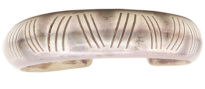 MEXICO 925 Sterling Silver  Vintage Patterned Hollow Dome Cuff Bracelet BT2664