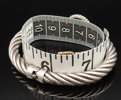 14K GOLD & 925 Silver  Vintage Two Tone Twisted Rope Bangle Bracelet  BT9488