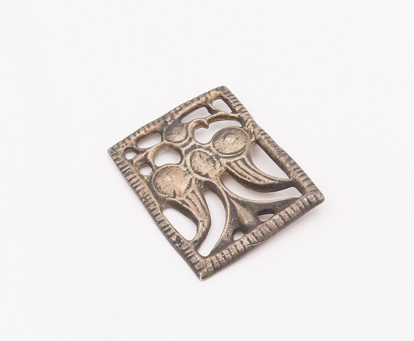 925 Sterling Silver Vintage Brooch Pin MMA Antique Trible Bird Carved  BP10910