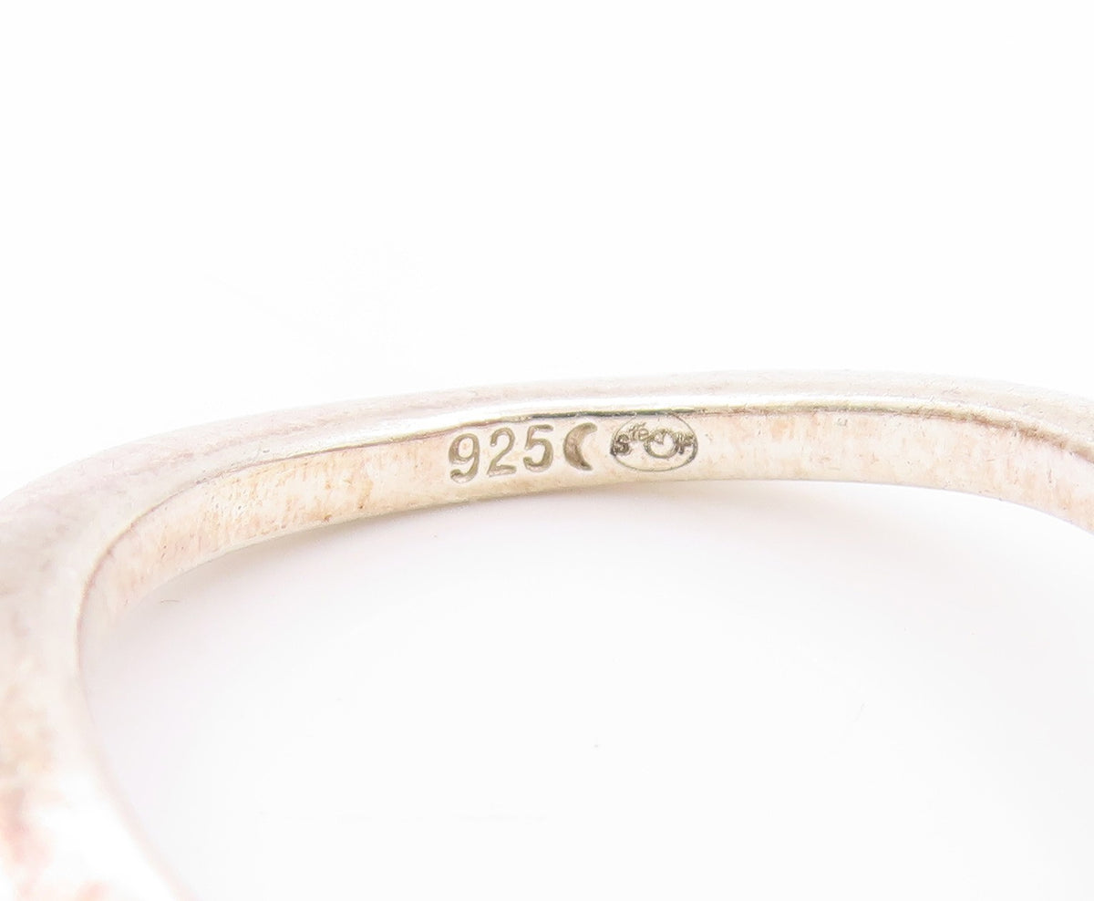 925 Sterling Silver Vintage Ring Infinity Wave Single CZ Stone  Sz 8  RG32806