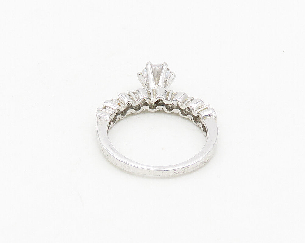 925 Sterling Silver  Cubic Zirconia Solitaire With Accents Ring Sz 8  RG18670