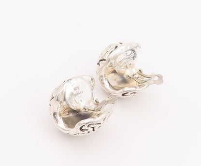 925 Sterling Silver Vintage Earrings ISRAEL Puffed Etched Swirls Hoops  EG12944