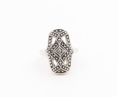 925 Sterling Silver Vintage Ring Classic Geometric Shield Band  Sz 6.5  RG36811