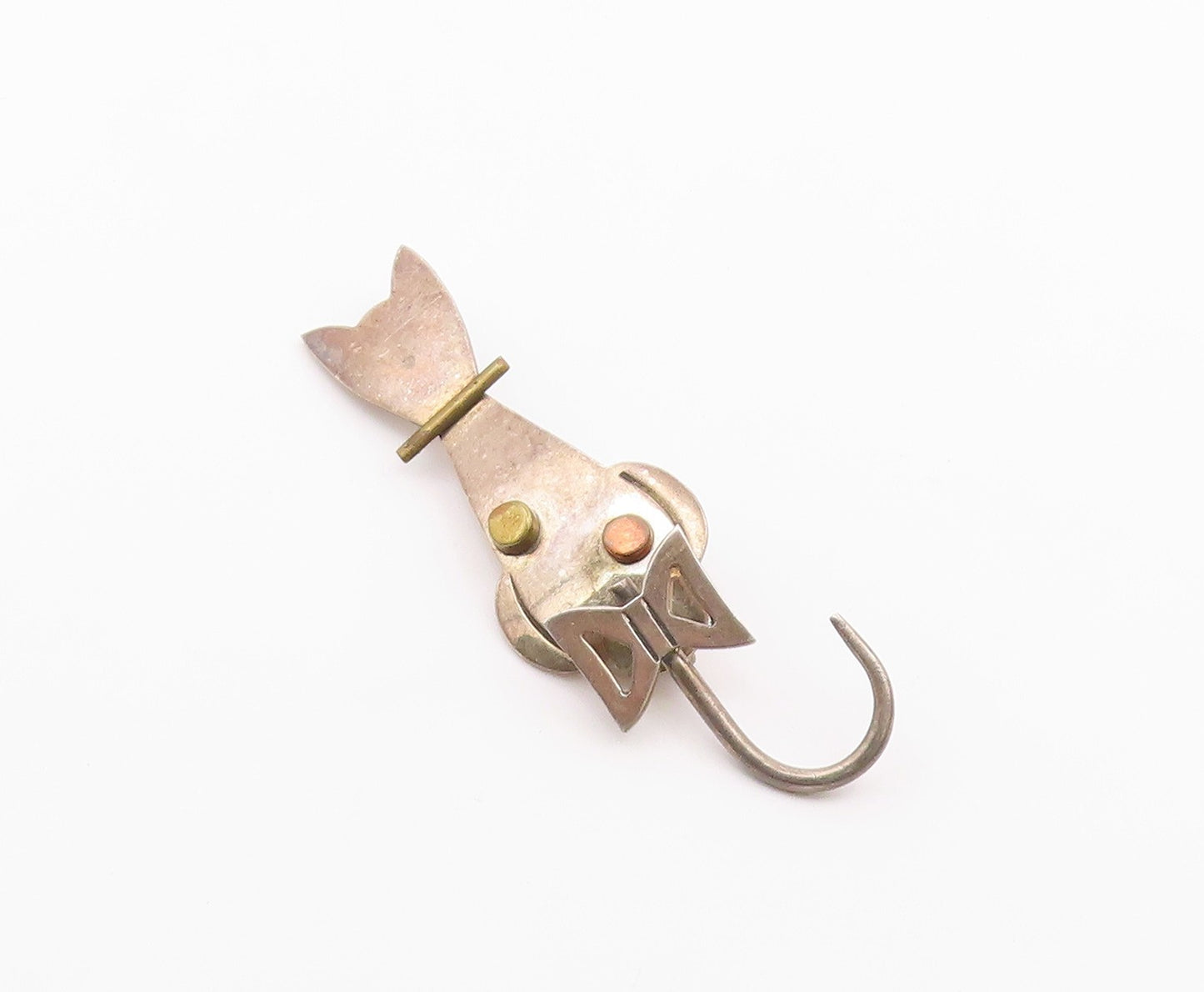 MEXICO 925 Silver  Vintage Two Tone Sitting Cat Brooch Pin (WAGS)  BP7365