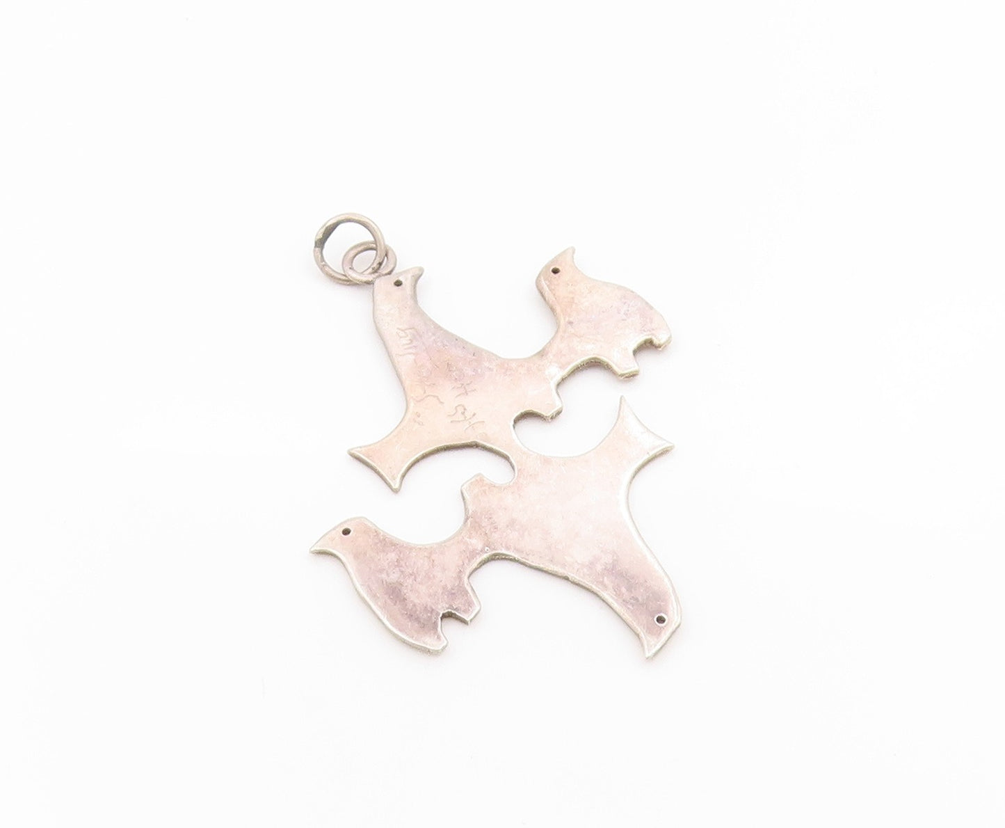 925 Sterling Silver Vintage Pendant HOPER Minimalist Celtic Dove Cutout  PT26297