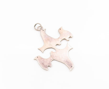 925 Sterling Silver Vintage Pendant HOPER Minimalist Celtic Dove Cutout  PT26297