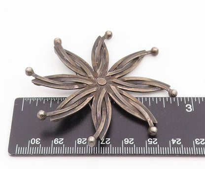925 Sterling Silver Vintage Brooch Pin TAXCO Modernist Circular Flower  BP12405