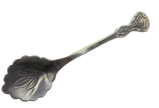 925 Sterling Silver  Vintage Oxidized Floral Leaf Spoon Brooch Pin  BP5815