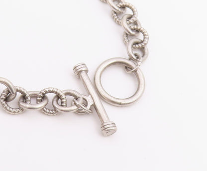 925 Sterling Silver Vintage Bracelet Real Diamonds Love Heart Toggle  BT12223