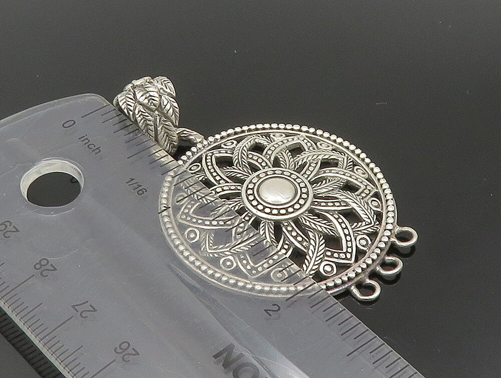 925 Sterling Silver  Vintage Floral Motif Beaded Pattern Pendant  PT20030