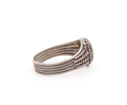925 Sterling Silver Vintage Black Onyx Dark Tone Band Ring Sz 6  RG20333