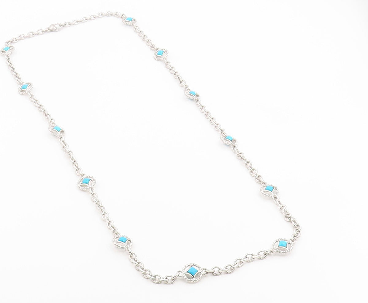 925 Sterling Silver Vintage Necklace JUDITH RIPKA Gemstone Twisted Rope  NE4926