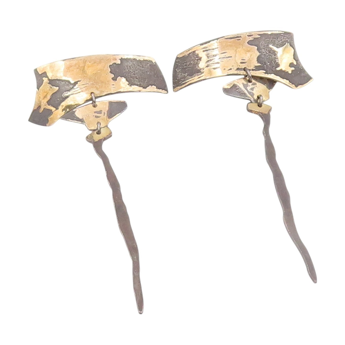 14k Gold & 925 Sterling Silver Vintage Earrings HRATCH BABIKIAN Dangle  EG13987