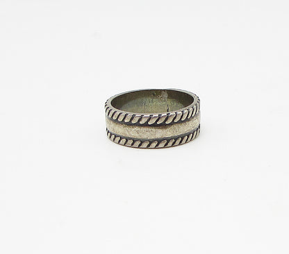 MEXICO 925 Sterling Silver  Vintage Twisted Edges Band Ring Sz 6  RG3345
