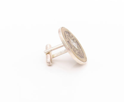 925 Sterling Silver Vintage Cuff Links Chinese Coin of Longevity  TR3944