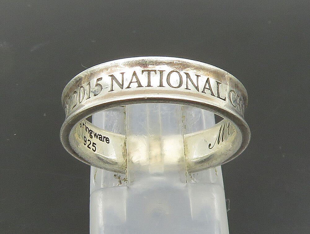 925 Silver  Vintage Shiny Emory 2015 Champions Concave Band Ring Sz 6  RG23951