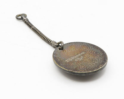 DENMARK 925 Sterling Silver  Vintage Oxidized Chiseled Scene Key Chain  TR1839