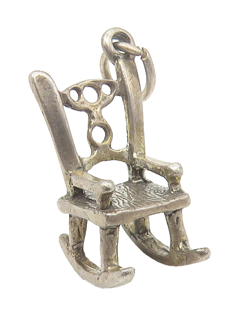 925 Sterling Silver  Vintage Petite Rocking Chair Etched Detail Pendant PT8576