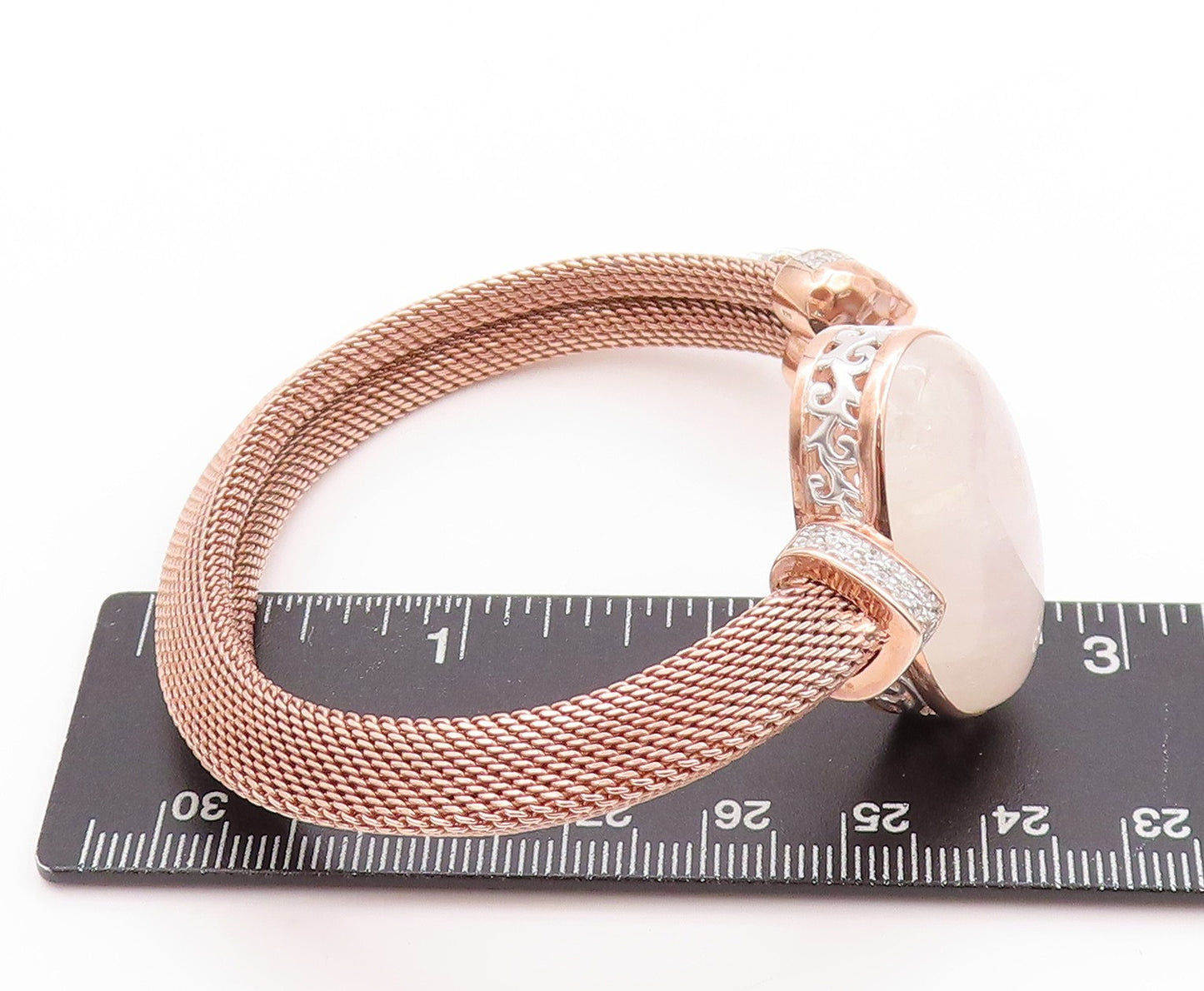925 Sterling Silver Vintage Bracelet Rose Gold Plated Oval Opal & CZ  BT11232