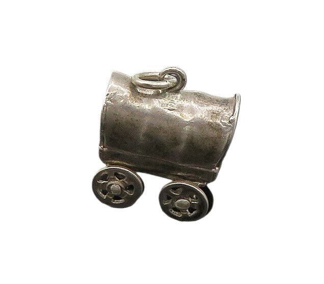 925 Sterling Silver  Vintage Petite Old Fashioned Carriage Pendant  PT17690