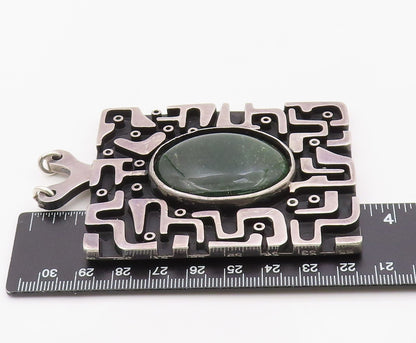 925 Sterling Silver Vintage Pendant LOS BALLESTEROS Oval Gemstone HEAVY  PT26359