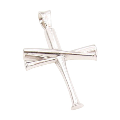 925 Sterling Silver Vintage Pendant Baseball Bat Religious Cross Charm  PT25653