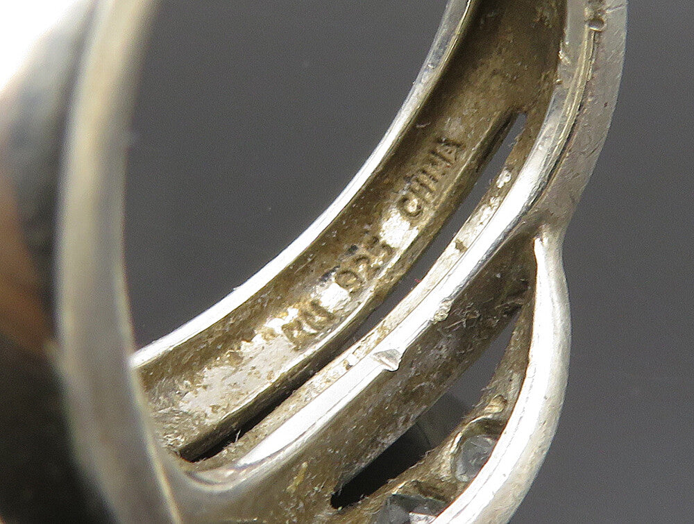 925 Sterling Silver  Vintage Open Crisscross Quartz Band Ring Sz 7  RG24501