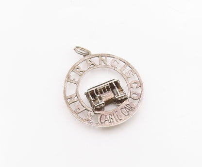 925 Sterling Silver  Vintage San Francisco Cable Car Souvenir Pendant  PT19436