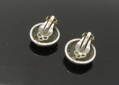 925 Sterling Silver  Vintage Fluted Dome Round Non Pierce Earrings  EG11047