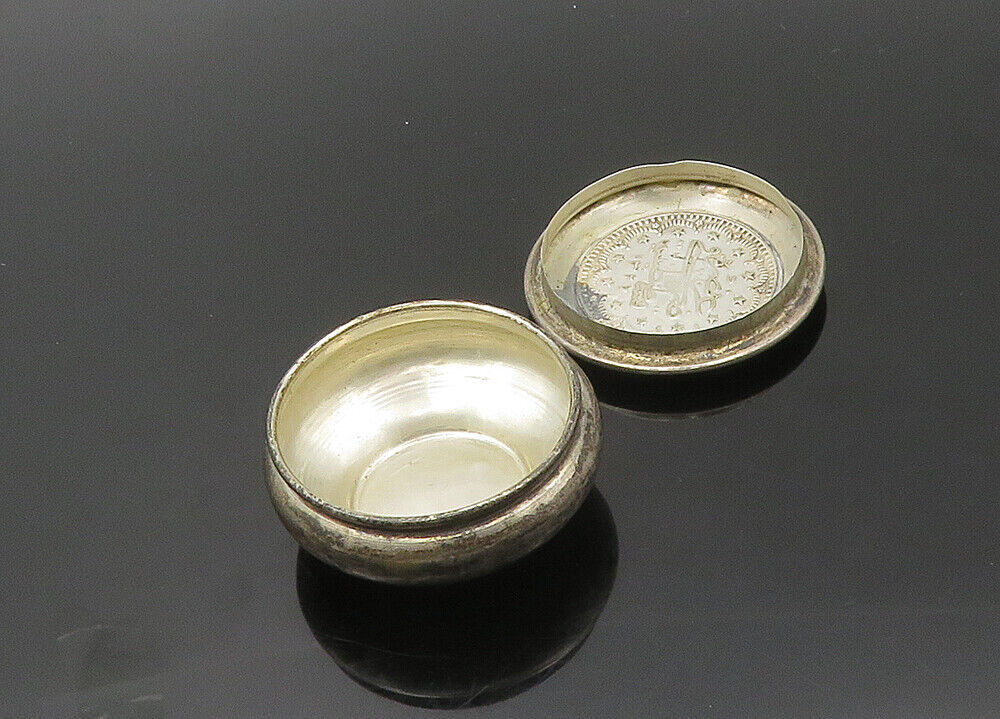 ISRAEL 925 Sterling Silver  Vintage Oxidized Star Pattern Container  TR3005