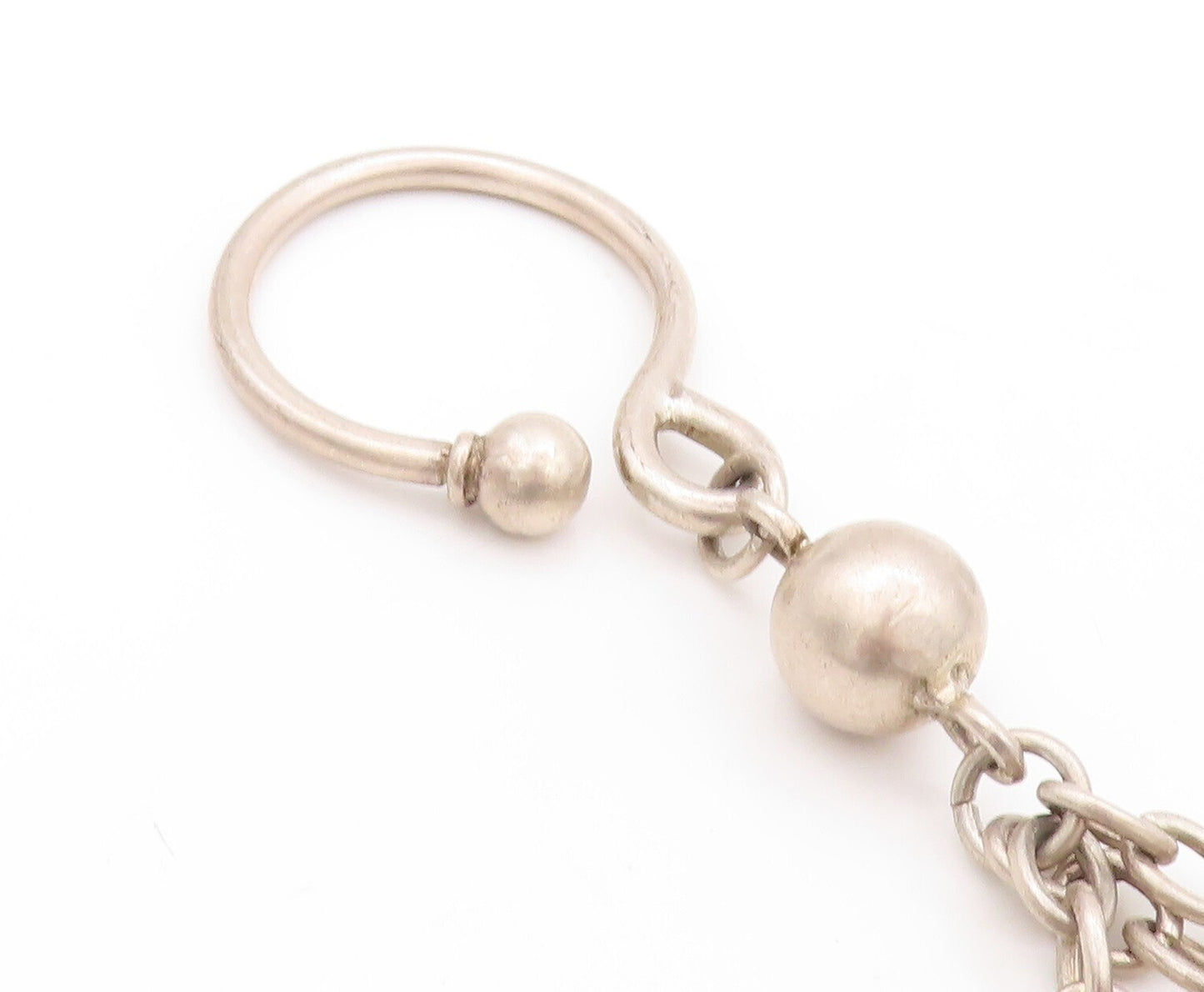 925 Sterling Silver Vintage Keychain MIDDLE EAST Puffed Beaded Design   TR3774