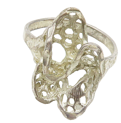 925 Sterling Silver  Vintage Sculpted Abstract Band Ring Sz 6.5  RG16292