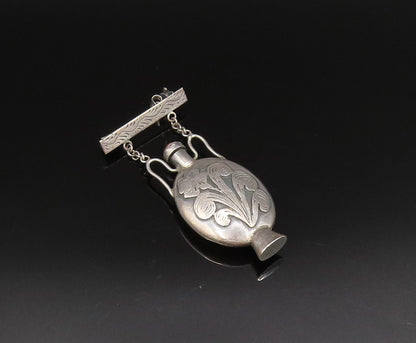 ISRAEL 925 Silver  Vintage Carnelian Perfume Bottle Brooch Pin (OPENS)  BP9886