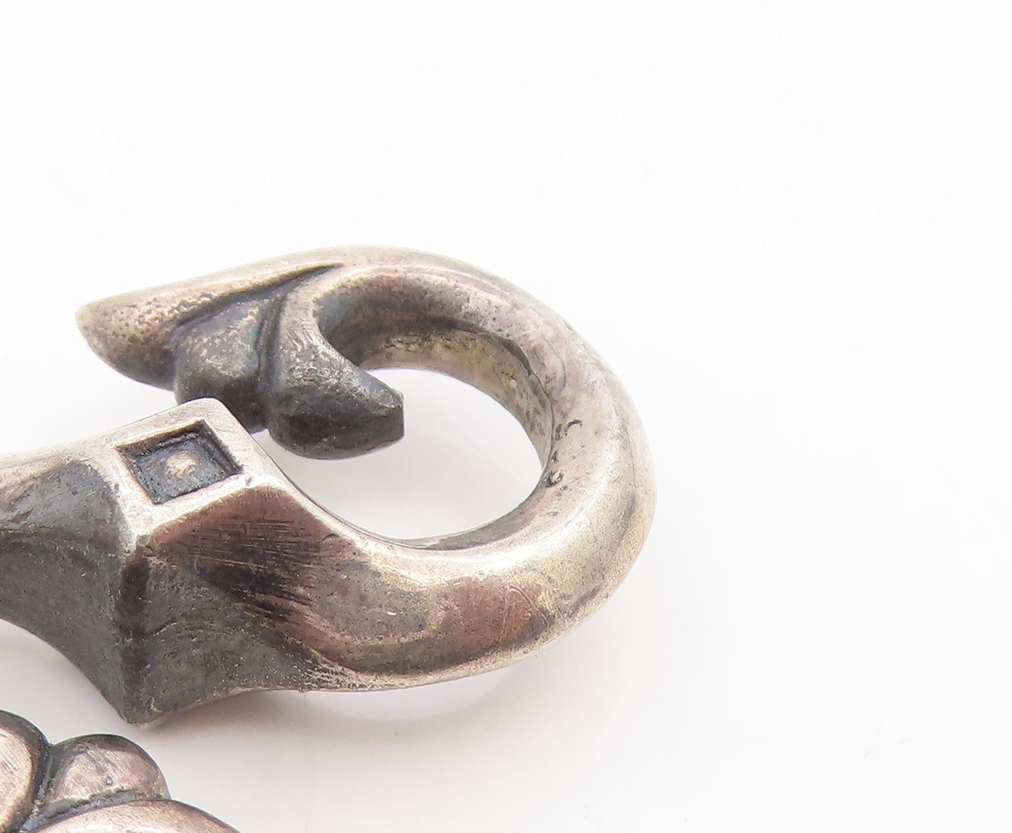 925 Sterling Silver Vintage Necklace Clasp Gothic Scrollwork S Shape Hook TR4176