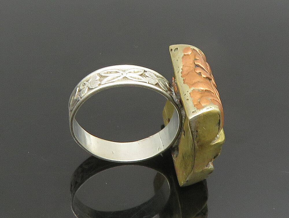 UNCAS 925 Sterling Silver  Vintage Ribbed Two Tone Flower Ring Sz 6.5  RG24665