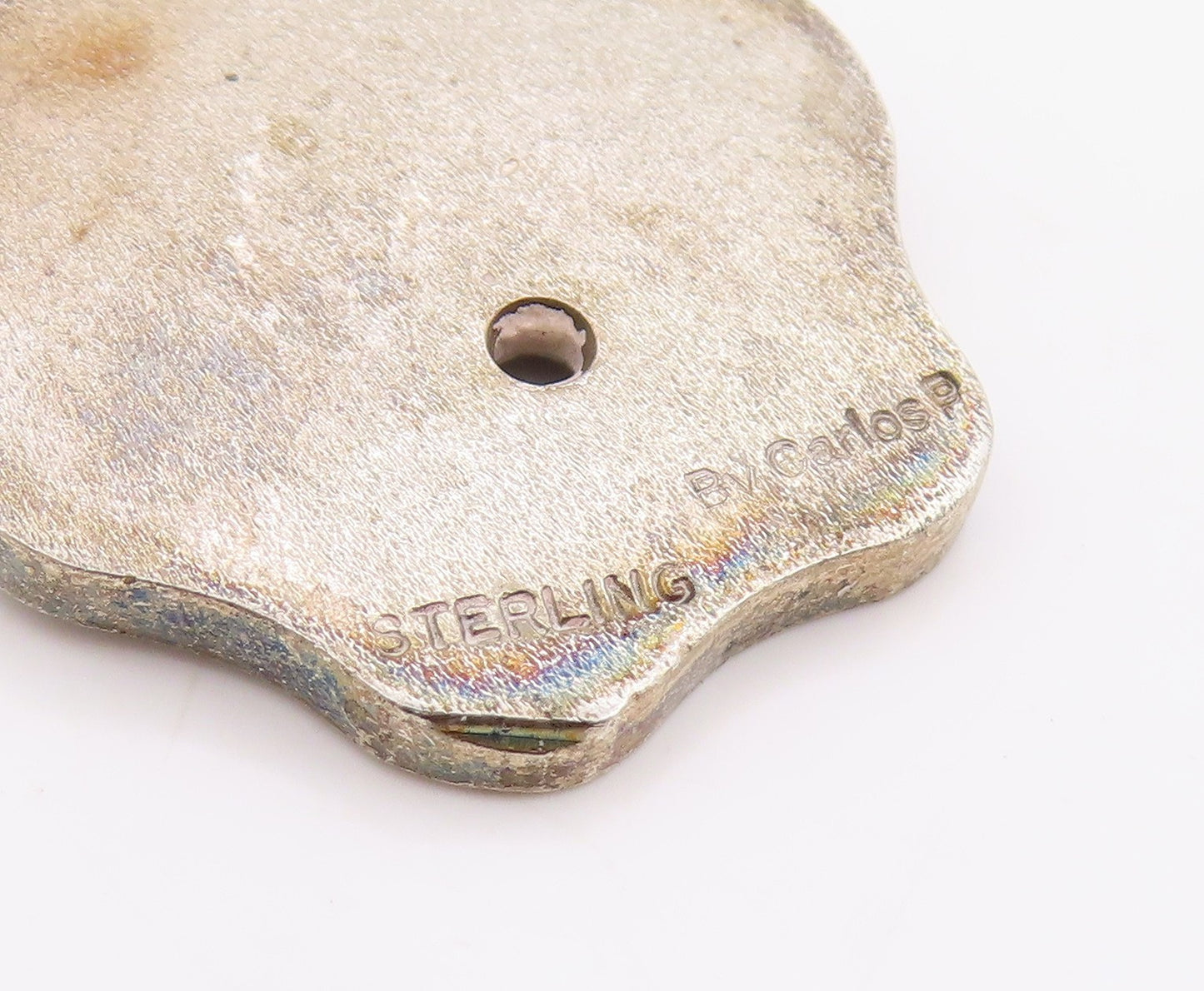 925 Sterling Silver Vintage Pendant Textured Carved Dog Paw Print Charm  PT26161