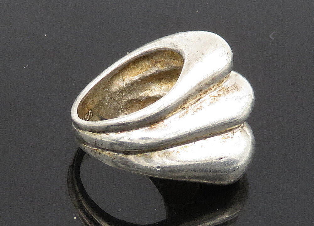 JM 925 Sterling Silver  Vintage Shiny Fluted Dome Band Ring Sz 5  RG21241