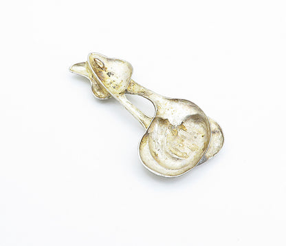 925 Sterling Silver  Vintage Shiny Modernist Sculpted Design Pendant  PT4098