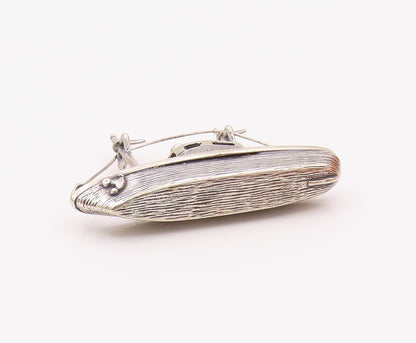 925 Sterling Silver  Vintage Shiny Tug Boat Motif Table Trinket  TR2751