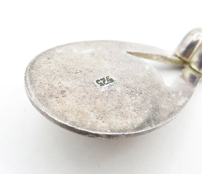 925 Sterling Silver  Vintage Dark Tone Smooth Dome Slide Pendant   PT3058