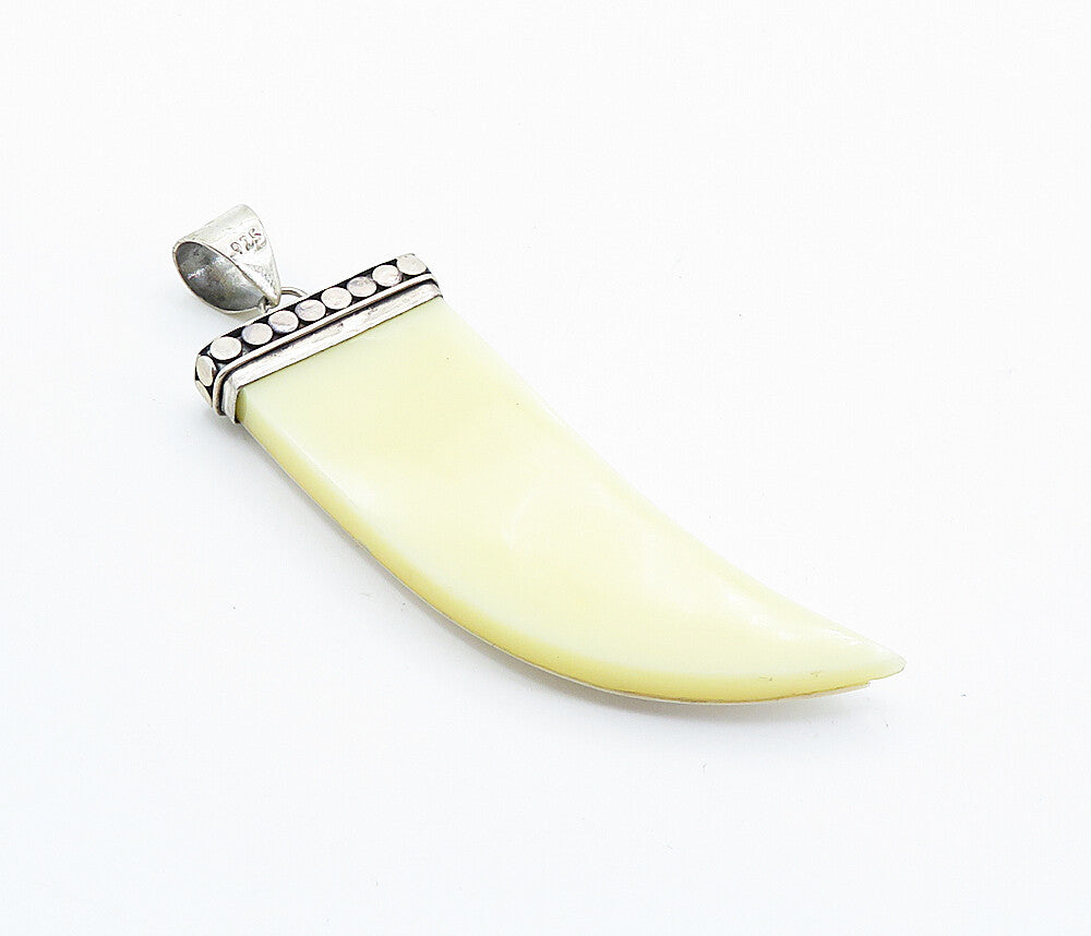 925 Sterling Silver  Vintage Mother Of Pearl Mosaic Dagger Pendant  PT6080
