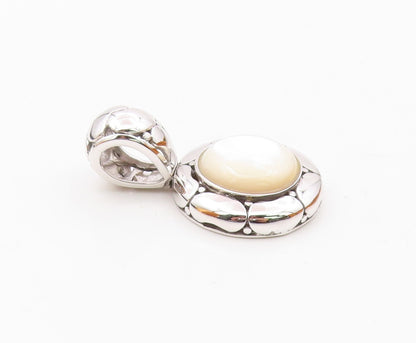925 Sterling Silver  Mother Of Pearl Dome Shiny Polished Pendant  PT10766