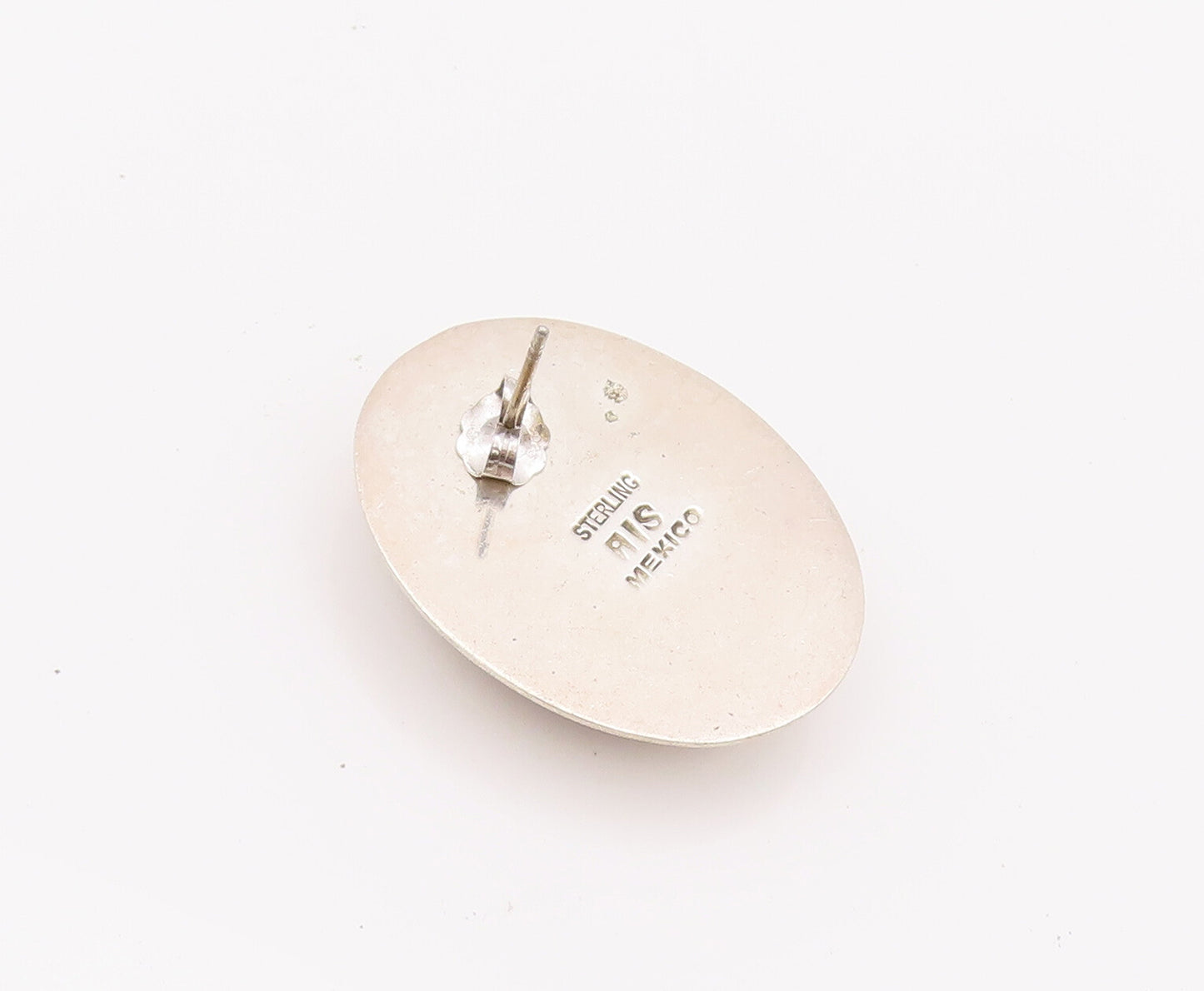 925 Sterling Silver Earrings MEXICO Minimalist Large Oval Brown Jasper  EG12845