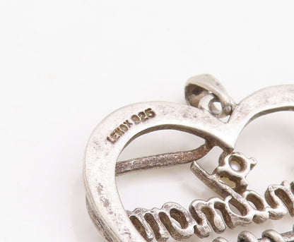 925 Sterling Silver Vintage Pendant LENOX Cutout Pearl Heart For Grandma PT23686