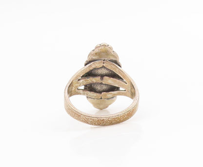 925 Sterling Silver Vintage Ring WHEELER Cat Eye Statement Band  Sz 5  RG34584