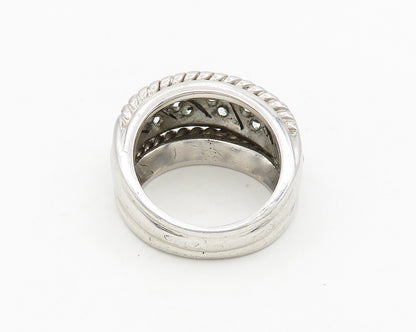 925 Sterling Silver  Vintage Cubic Zirconia Twist Dome Band Ring Sz 6  RG18690
