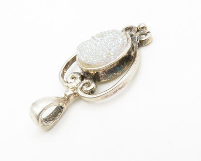 SAJEN 925 Sterling Silver  Vintage Druzy Stone Heart Swirl Pendant  PT10796