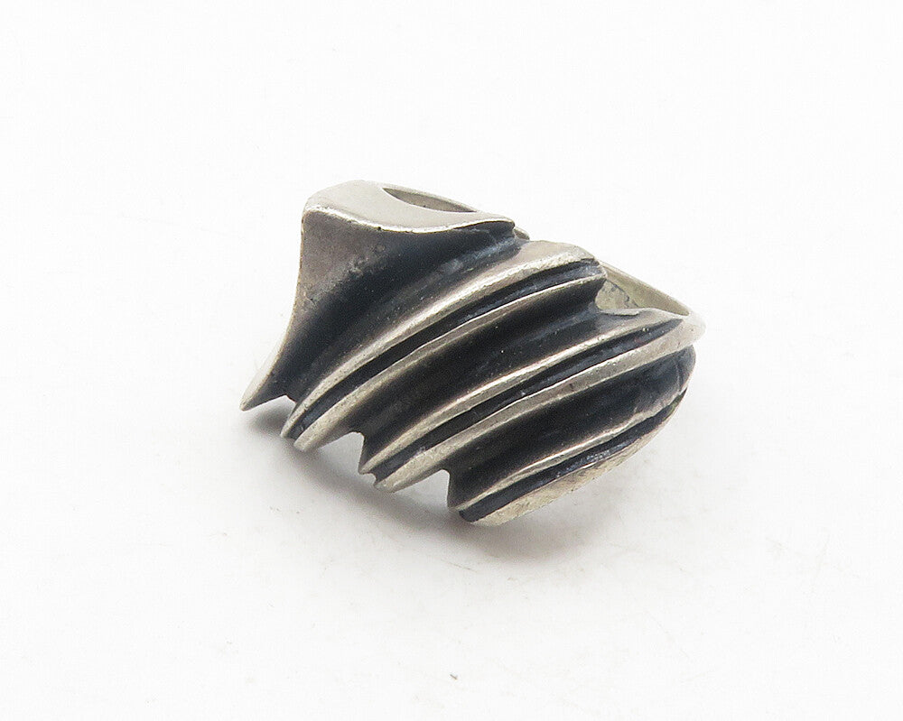 925 Sterling Silver  Vintage Oxidized Modernist Band Ring Sz 5.5  RG12105