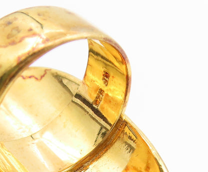 925 Sterling Silver Vintage Ring Gold Plated Hammered Shield Band  Sz 6  RG36947
