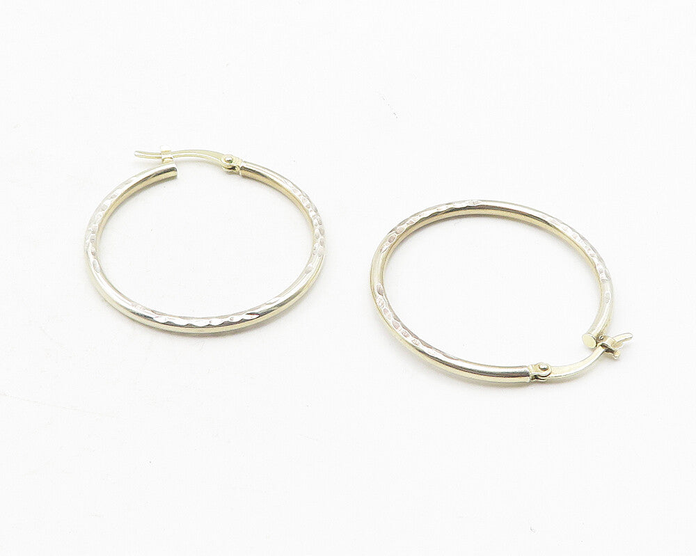 925 Sterling Silver  Vintage Shiny Diamond Cut Round Hoop Earrings  EG6199